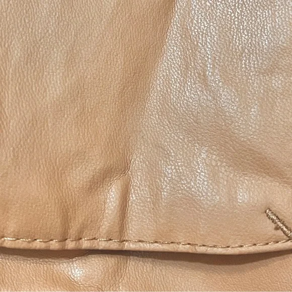 ZARA Limited Edition Faux Leather Jacket Outerwear Size M-L Caramel Tan Khaki - Picture 14 of 14